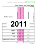 2011 Average Wedding Cost and Wedding Budget Checklist Calculator